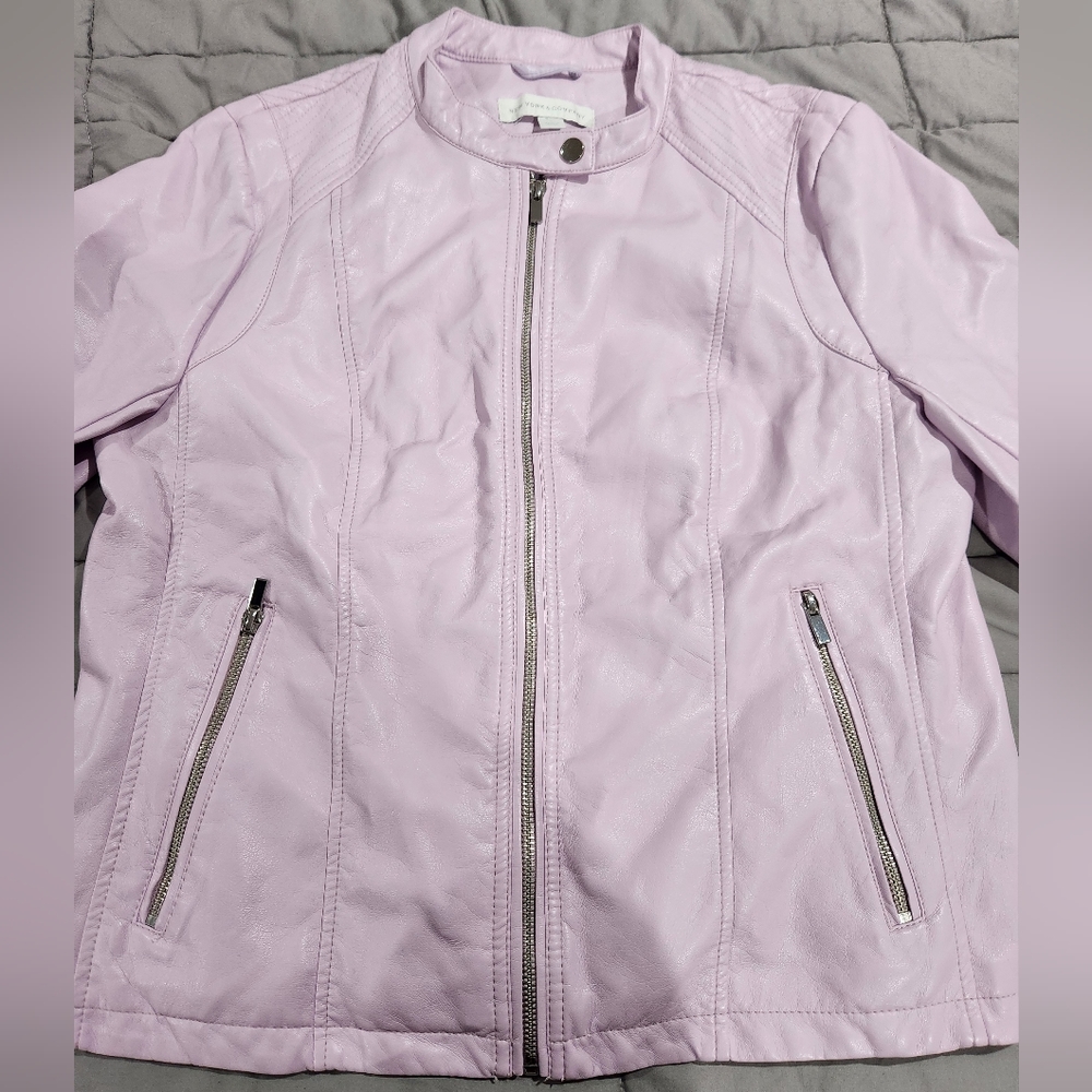 Lilac PU Leather Jacket